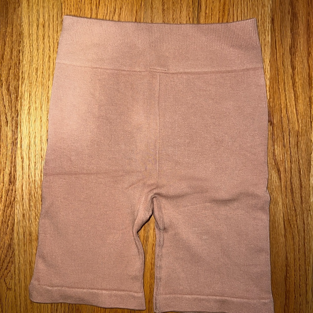 Tan Fabletics Ribbed Biker Short - Picture 2 of 4